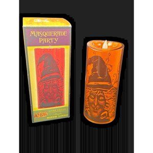 Witch Light Flickering Halloween Candle Masquerade Party Cracker Barrel 7" x 3"